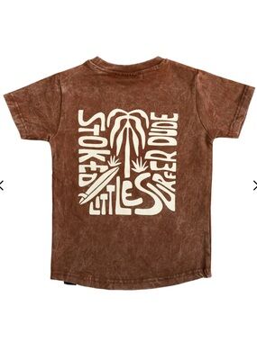 Little Surfer Dude | Stoked Brown Logo T-Shirt